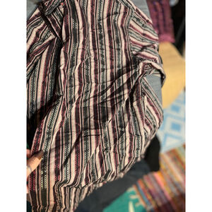 Women's Dream Apparel Button Down Shirt L Black Red Striped